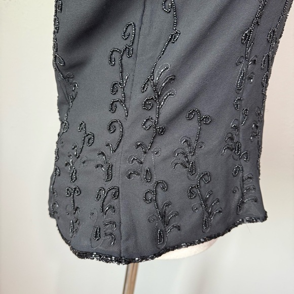 Vintage Elegant Black Beaded Women's Top - Picture 4 of 7